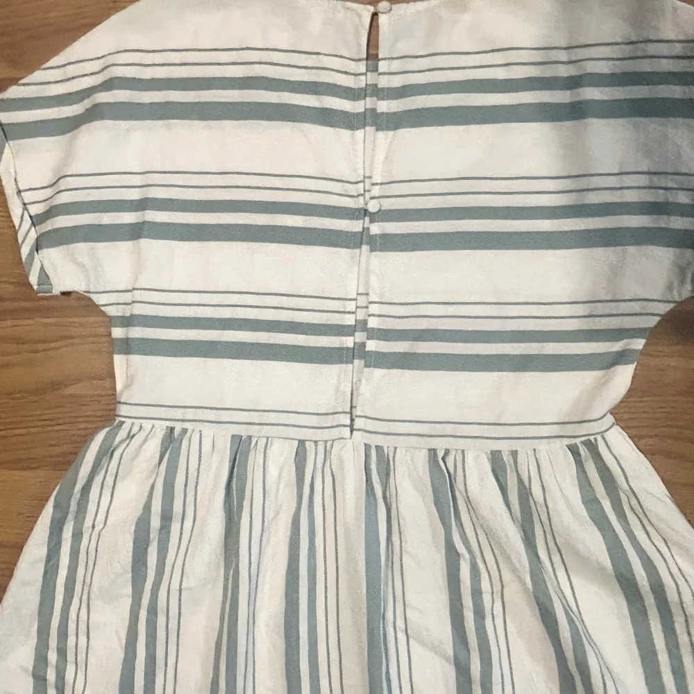TCEC Striped Mini Dress Small Women's Short Sleeve Green Summer Sundress - Picture 4 of 9